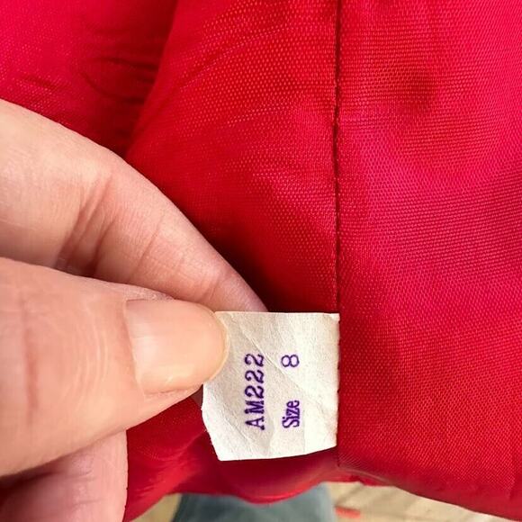 Stephane Mathews II Vintage Red Wool Blend Pea Coat Gold Button Womens Size 8 - Picture 9 of 9